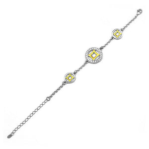 Exquisite Ancient Coin Bracelet with Silver and Yellow Austrian Element Crystals