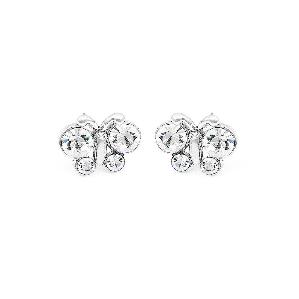 Elegant Butterfly Earrings with Silver Austrian Element Crystal