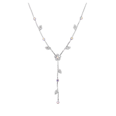 Enchanting Flower Necklace with Silver Austrian Element Crystal