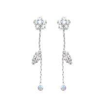 Load image into Gallery viewer, Simple Leaf Earrings with Silver Austrian Element Crystal