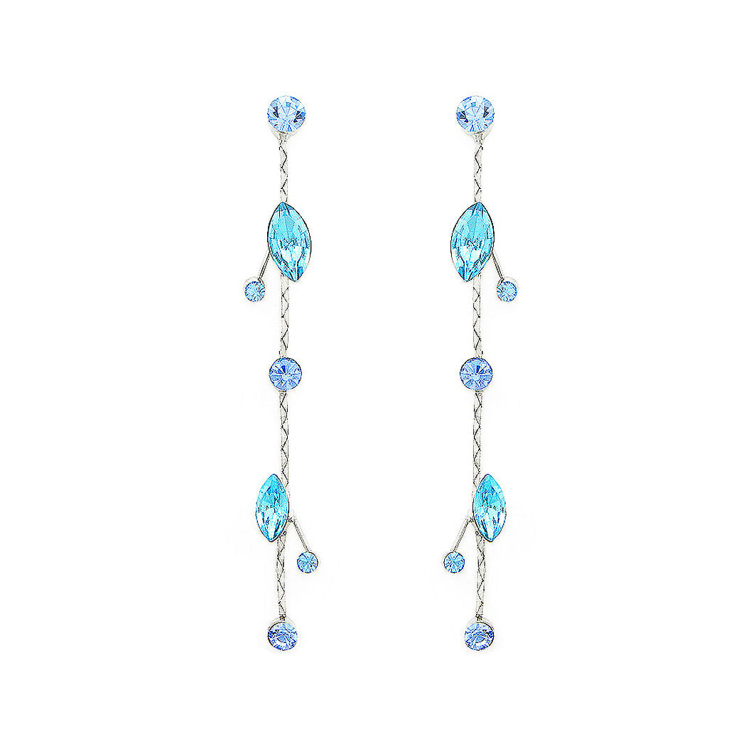 Fancy Earrings with Blue and Green Austrian Element Crystals