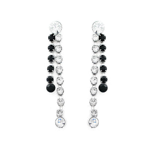 Refined Tassel Earrings with Silver and Black Austrian Element Crystals
