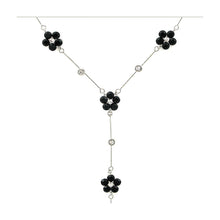 Load image into Gallery viewer, Simple Flowers Necklace with Silver and Black Austrian Element Crystals