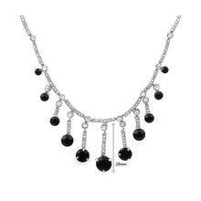 Load image into Gallery viewer, Graceful Tassel Necklace with Black and Silver Austrian Element Crystals