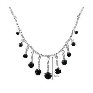 Graceful Tassel Necklace with Black and Silver Austrian Element Crystals