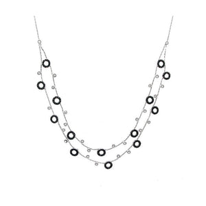 Glistening Round Necklace with Silver and Black Austrian Element Crystals