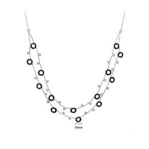 Glistening Round Necklace with Silver and Black Austrian Element Crystals