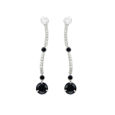 Simple Earrings with Black and Silver Austrian Element Crystals