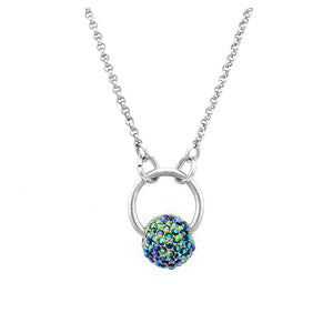 Spherical Necklace with Blue Austrian Element Crystal
