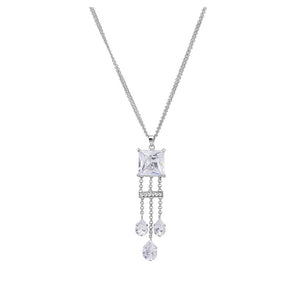 Chic Princess Cut Necklace with Silver Austrian Element Crystal