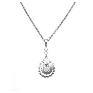 Simple Round Necklace with Silver Austrian Element Crystal