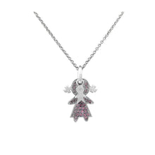 Load image into Gallery viewer, Lovely Boy and Girl Necklace with Purple Austrian Element Crystal
