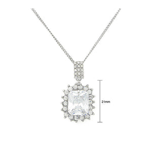 Graceful Princess Cut Necklace with Silver Austrian Element Crystal