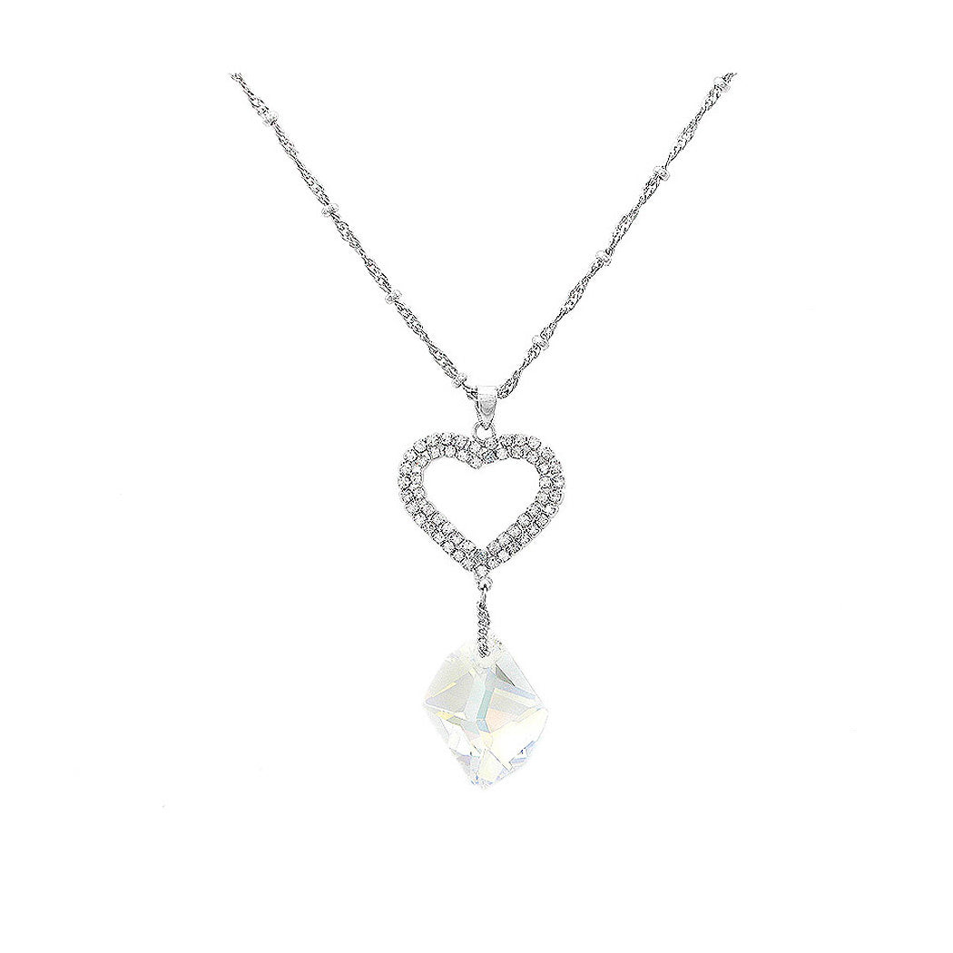 Lovely Heart Necklace with Silver Austrian Element Crystal