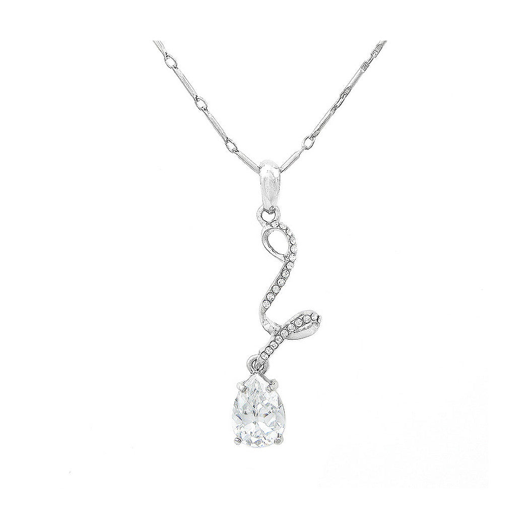 Elegant Water Drop Necklace with Silver Austrian Element Crystal