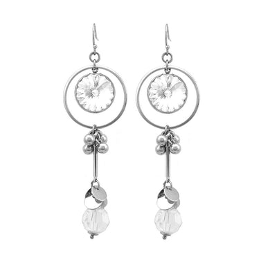 Graceful Round Earrings with Silver Austrian Element Crystal