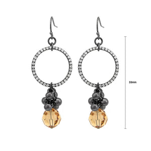 Enchanting Round Earrings with Silver and Yellow Austrian Element Crystals