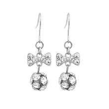Load image into Gallery viewer, Cute Ribbon Earrings with Silver Austrian Element Crystals