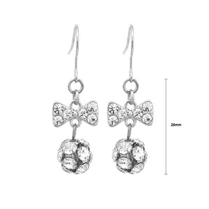 Cute Ribbon Earrings with Silver Austrian Element Crystals