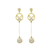 Load image into Gallery viewer, Graceful Butterfly Earrings with Silver and Yellow Austrian Element Crystals