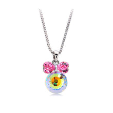 Load image into Gallery viewer, Sweety Ribbon Pendant with Silver and Pink Austrian Element Crystals