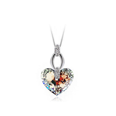 Lovely Heart Shape Pendant with Silver Austrian Element Crystals
