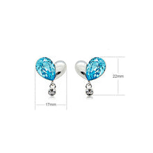 Load image into Gallery viewer, Refined Flowing Heart Earrings with Blue and Silver Swarvoski Crystals