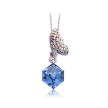 Load image into Gallery viewer, Lovely Butterfly‘s Gift with Pendant with Silver and Blue Austrian Element Crystals