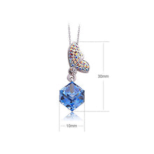 Load image into Gallery viewer, Lovely Butterfly‘s Gift with Pendant with Silver and Blue Austrian Element Crystals
