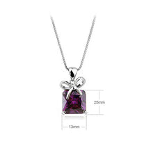 Load image into Gallery viewer, Ribbon Pendant with Purple Austrian Crystal and Necklace