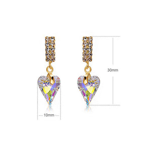 Refined Heart Earrings with Silver Austrian Element Crystal