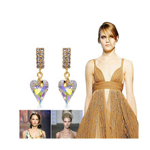 Load image into Gallery viewer, Refined Heart Earrings with Silver Austrian Element Crystal