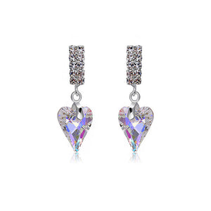 Refined Heart Earrings with Silver Austrian Element Crystal