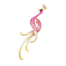 Load image into Gallery viewer, Dazzling Peacock Brooch with Pink and Silver Austrian Element Crystals