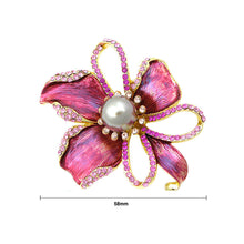 Load image into Gallery viewer, Flower Brooch with Pink Austrian Element Crystal and Brown Fashion Pearl