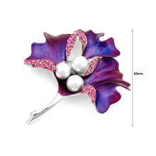 Load image into Gallery viewer, Leaf Brooch with Pink Austrian Element Crystal and White Fashion Pearl