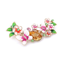 Load image into Gallery viewer, Dazzling Butterfly and Flower Brooch with Multi-color Austrian Element Crystals and Orange CZ