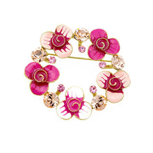 Load image into Gallery viewer, Dazzling Flower Brooch with Pink and Orange Austrian Element Crystals