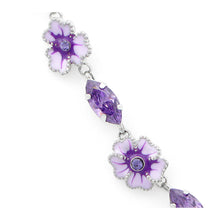Load image into Gallery viewer, Purple Flower and Butterfly Necklace with Purple and Silver Austrian Element Crystals