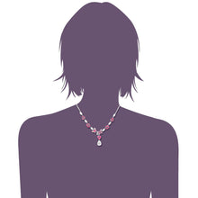 Load image into Gallery viewer, Pink Flower and Butterfly Necklace with Pink and Silver Austrian Element Crystals