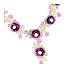 Load image into Gallery viewer, Pink Flower Necklace with Pink Austrian Element Crystal and White Fashion Pearl