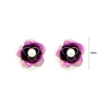 Load image into Gallery viewer, Pink Flower Earrings with White Fashion Pearl