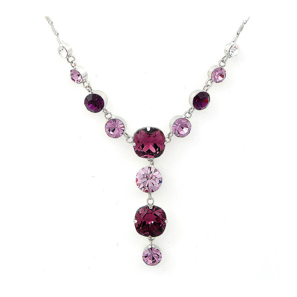 Glimmering Necklace with Silver and Purple Austrian Element Crystals