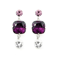 Load image into Gallery viewer, Elegant Pair Earrings with Purple and Silver Austrian Element Crystals