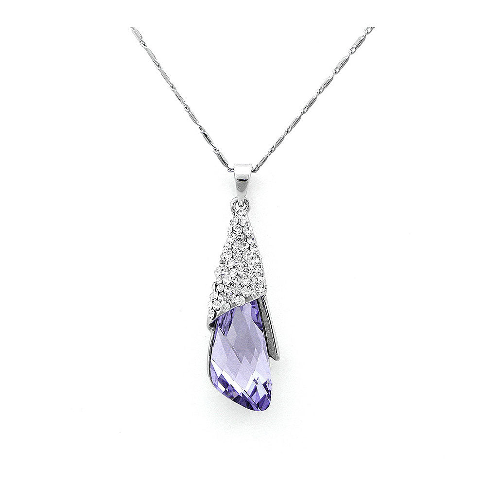 Enchanting Pendant with Silver and Purple Austrian Element Crystals