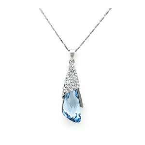 Enchanting Pendant with Silver and Blue Austrian Element Crystals
