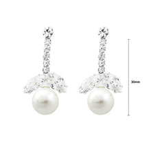Load image into Gallery viewer, Glimmering Fashion Pearl Earrings with Silver Austrian Element Crystal and CZ