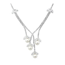 Load image into Gallery viewer, Glimmering Fashion Pearl Necklace with Silver Austrian Element Crystal and CZ