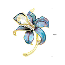 Load image into Gallery viewer, Blue Flower Brooch with Silver Austrian Element Crystal and CZ
