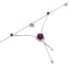Load image into Gallery viewer, Flower Anklet with Purple Austrian Element Crystals